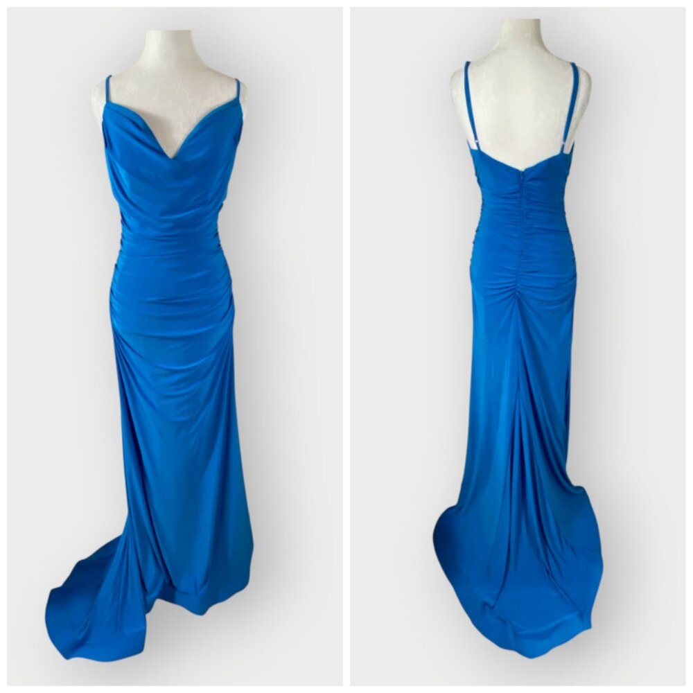 Vtg Y2K B Darlin Formal Dress with Train | Large | Teal Blue | Prom HOCO